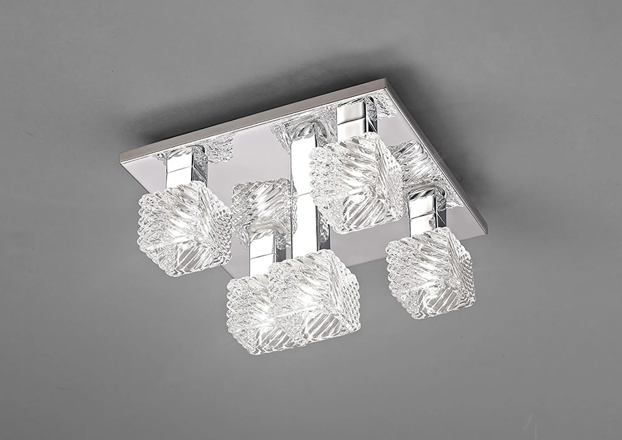 Accor Glass Square Ceiling Flush 5 Light Polished Chrome D0162  Deco Accor